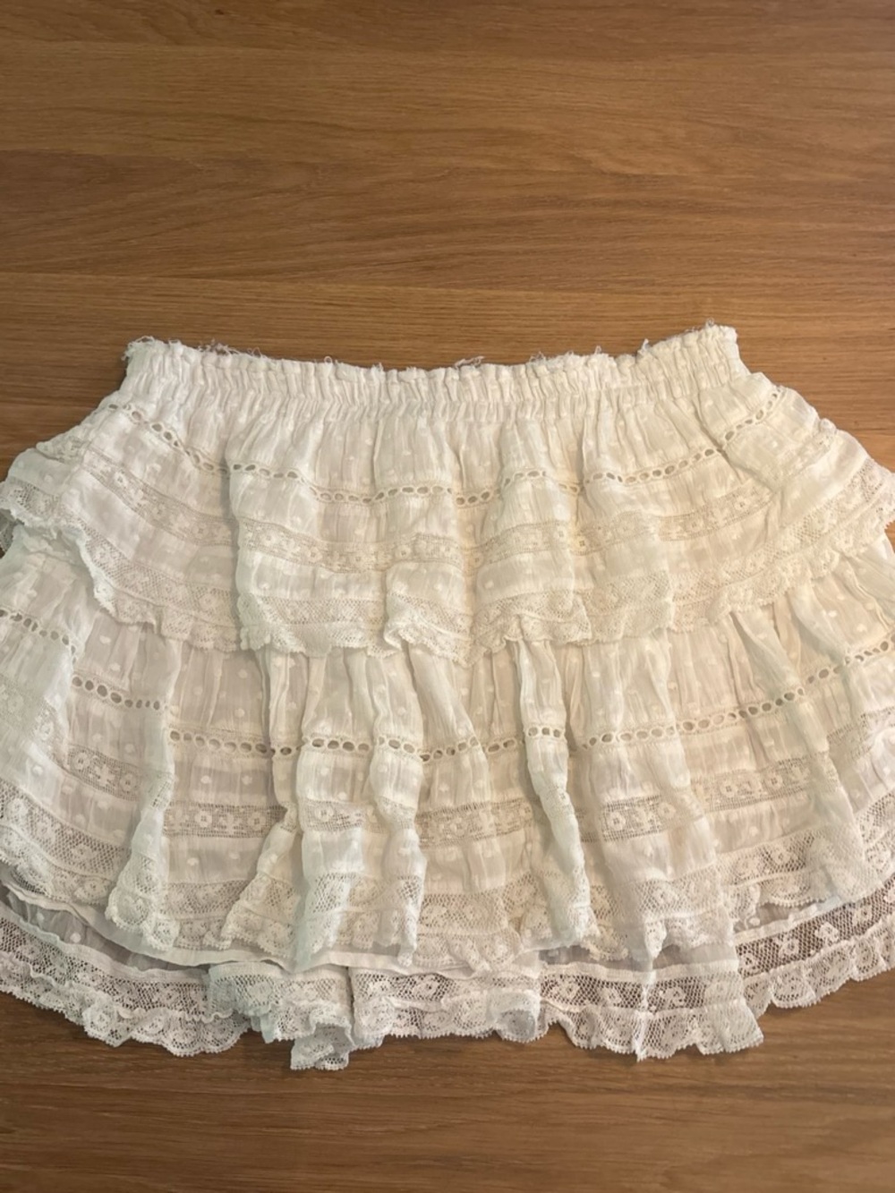 LoveShackFancy Ruffle Mini Heritage Skirt in White